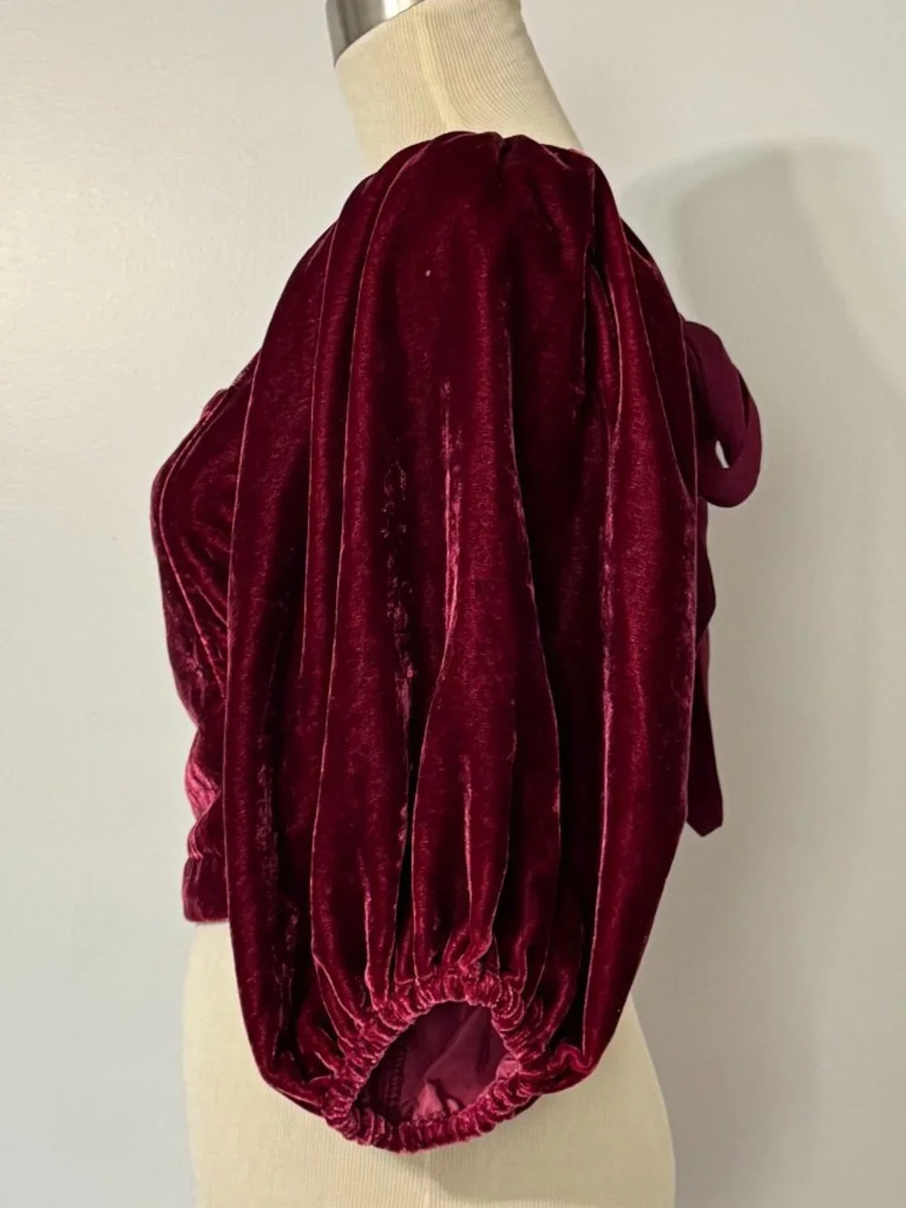 FREE PEOPLE Marie Velvet Open Back Top in Queen Pomegranate